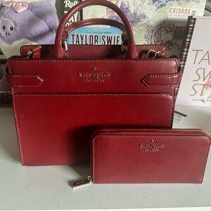 Kate Spade Red Staci Satchel and Wallet Set